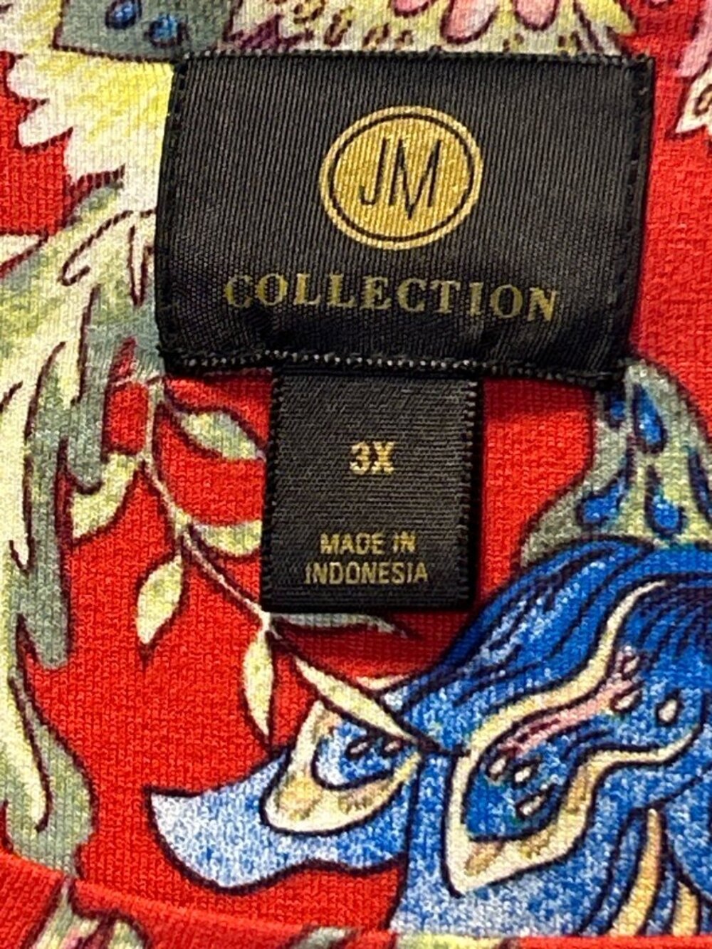 JM Collection Womens Size 3X Red Floral Print Tunic Top 3/4 Sleeve - Picture 8 of 9